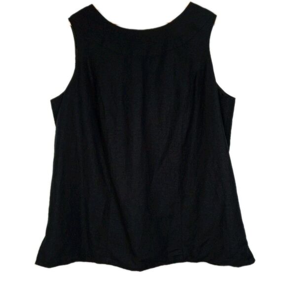 Jessica London 20 Sleeveless Linen Blend Black Top Tank Lagenlook Minimalist - Picture 1 of 6